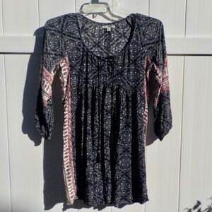 American Eagle Outfitters Blue Paisley Print Boho Mini Dress, Size M